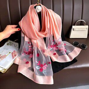 Elegant Embroidered Scarf, Wrap